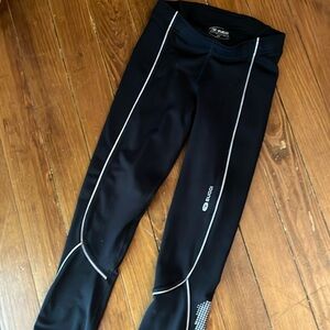 Sugoi Black Cycling Bike Running Tights Reflective Accents Zippered Pocket Sz S